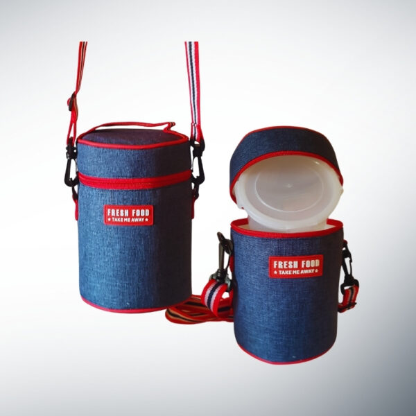 Bolsa térmica cilíndrica con 2 tuppers - Image 2