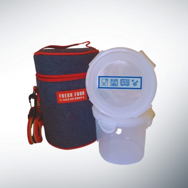 Bolsa térmica cilíndrica con 2 tuppers - Image 3