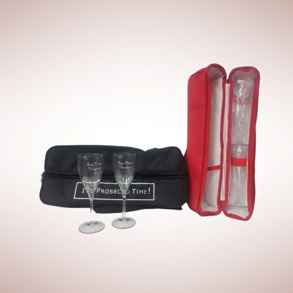Bolsa nevera vino - champagne con 2 copas - Imagen 2