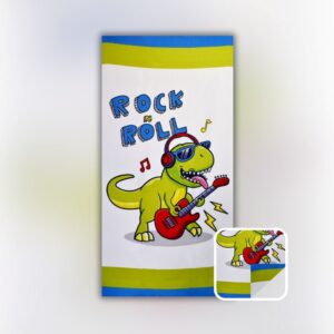 Toalla playa infantil Dinosaurio rockero