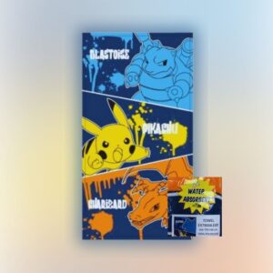 Toalla playa Pokemon Pikachu con Charizard y Squirtle